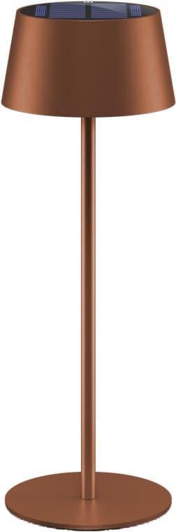 Lampe de table LED sans fil avec énergie solaire, avec commande tactile, lumière blanc chaud, intensité variable en continu, bronze