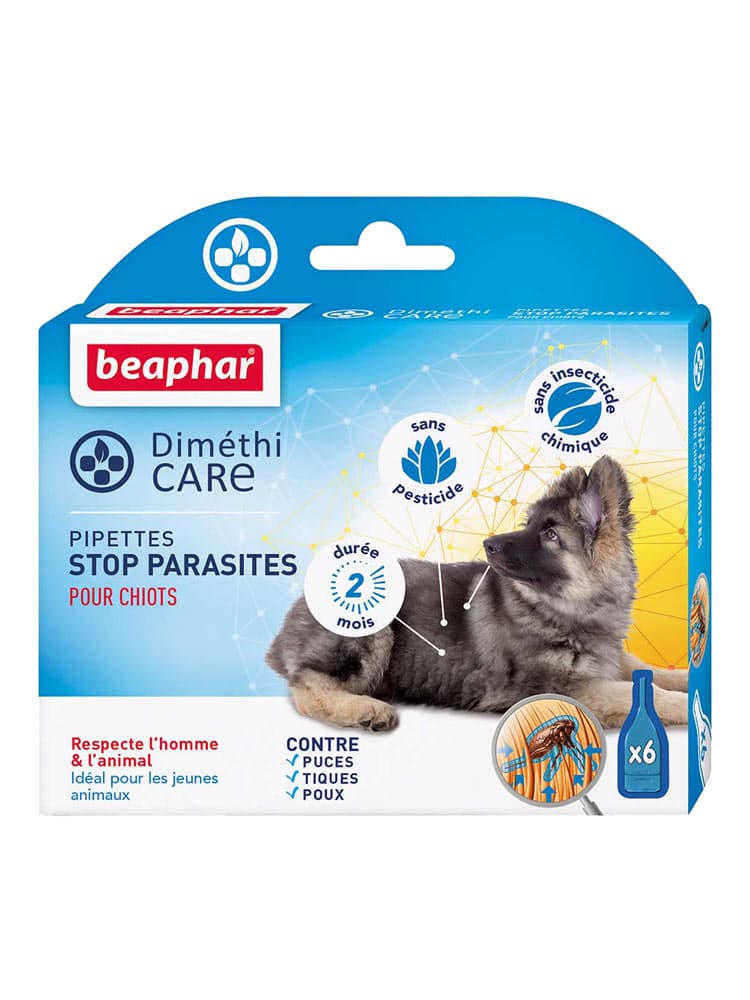 Beaphar Diméthicare Pipettes Stop Parasites Pour Chiots Au Diméthicone - 6 Pipettes X 1,5 ml