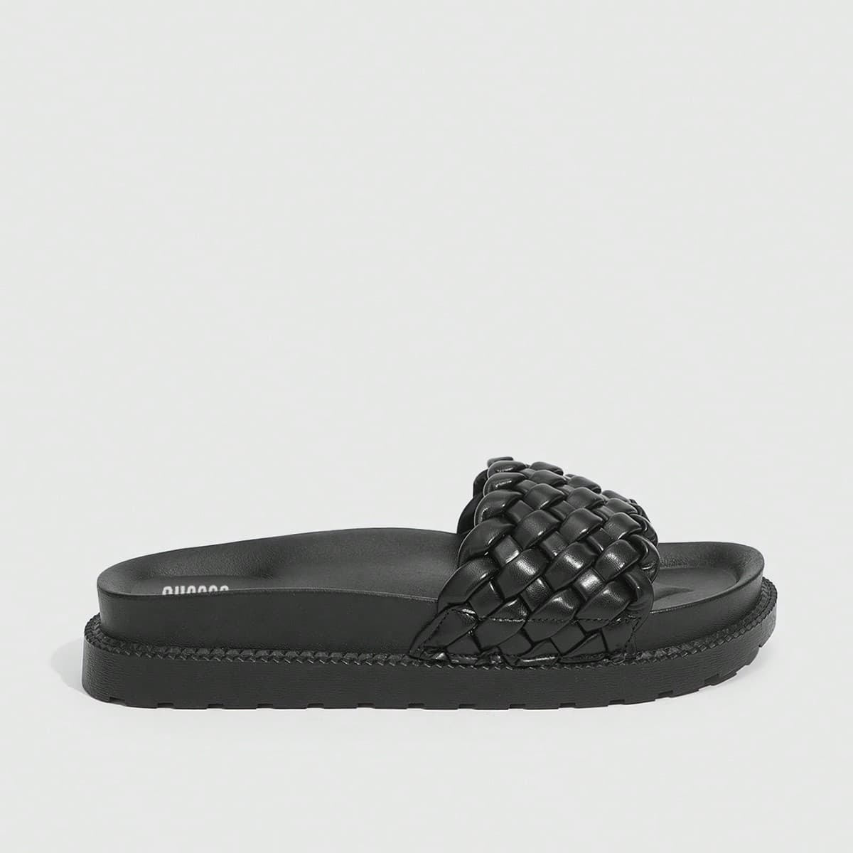 Chaussures pour femme, élégantes mules à plateforme tissées noires pour les chaussures de vacances de printemps et d'été, soldes d'été